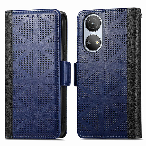 Custodia Portafoglio In Pelle Cover con Supporto S03D per Huawei Honor X7 Blu