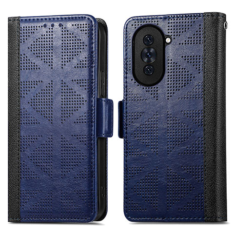 Custodia Portafoglio In Pelle Cover con Supporto S03D per Huawei Nova 10 Blu