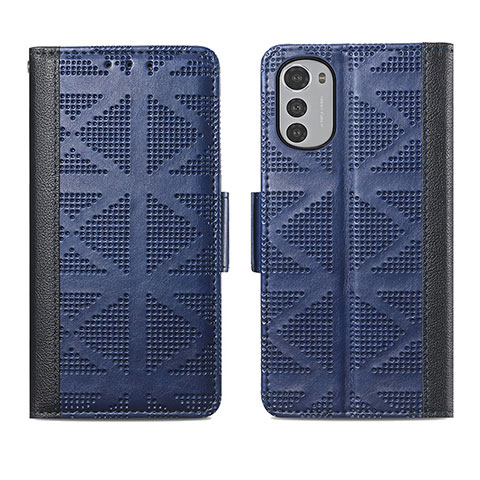 Custodia Portafoglio In Pelle Cover con Supporto S03D per Motorola Moto E32 Blu