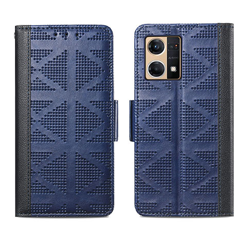 Custodia Portafoglio In Pelle Cover con Supporto S03D per Oppo F21 Pro 4G Blu