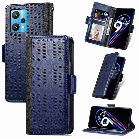 Custodia Portafoglio In Pelle Cover con Supporto S03D per Realme 9 4G Blu