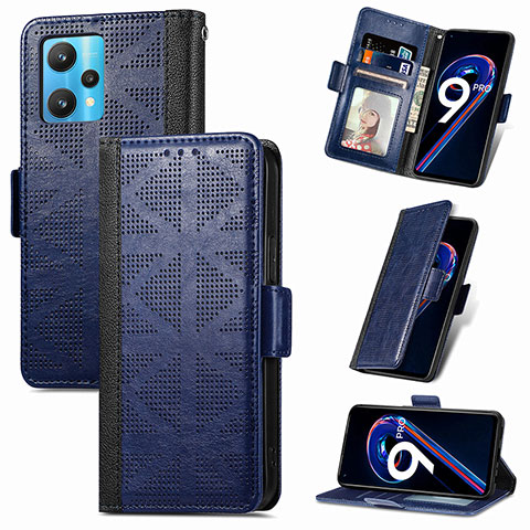 Custodia Portafoglio In Pelle Cover con Supporto S03D per Realme 9 Pro 5G Blu