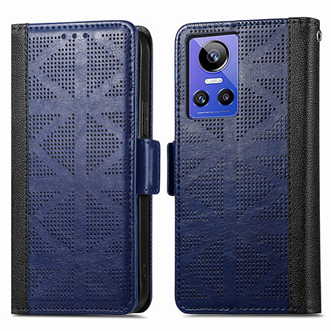 Custodia Portafoglio In Pelle Cover con Supporto S03D per Realme GT Neo3 5G Blu