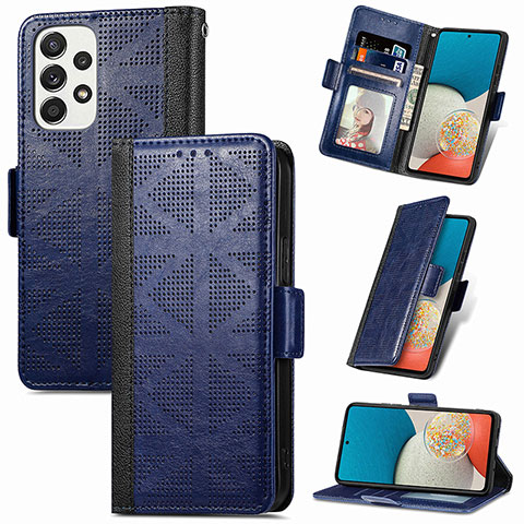 Custodia Portafoglio In Pelle Cover con Supporto S03D per Samsung Galaxy A53 5G Blu