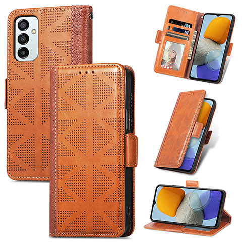 Custodia Portafoglio In Pelle Cover con Supporto S03D per Samsung Galaxy M23 5G Marrone