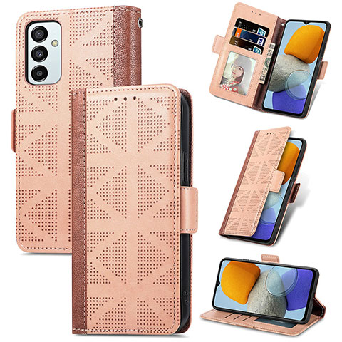 Custodia Portafoglio In Pelle Cover con Supporto S03D per Samsung Galaxy M23 5G Marrone Chiaro