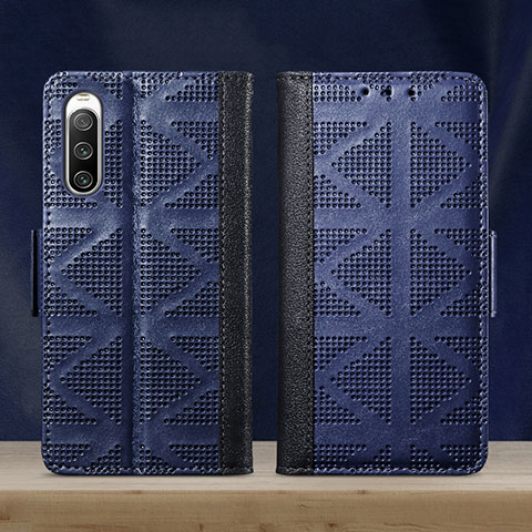 Custodia Portafoglio In Pelle Cover con Supporto S03D per Sony Xperia 10 V Blu