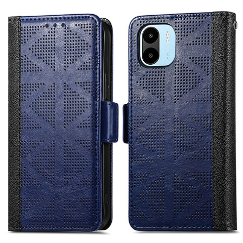 Custodia Portafoglio In Pelle Cover con Supporto S03D per Xiaomi Poco C50 Blu