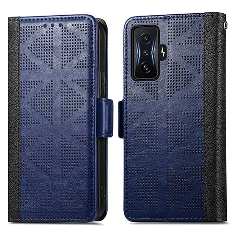 Custodia Portafoglio In Pelle Cover con Supporto S03D per Xiaomi Redmi K50 Gaming 5G Blu