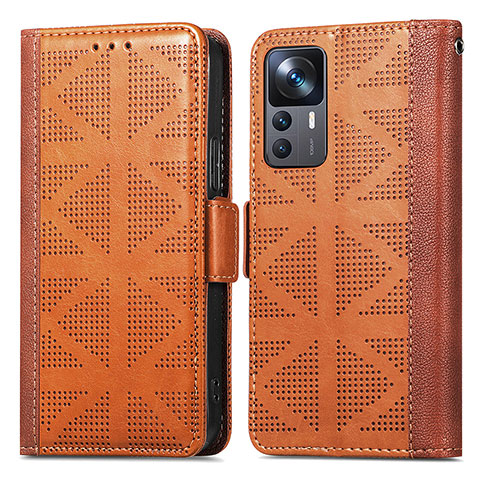 Custodia Portafoglio In Pelle Cover con Supporto S03D per Xiaomi Redmi K50 Ultra 5G Marrone