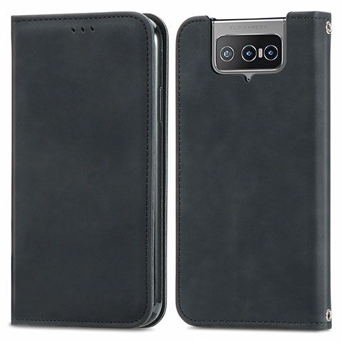 Custodia Portafoglio In Pelle Cover con Supporto S04D per Asus Zenfone 7 ZS670KS Nero