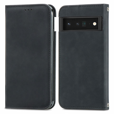 Custodia Portafoglio In Pelle Cover con Supporto S04D per Google Pixel 6 Pro 5G Nero