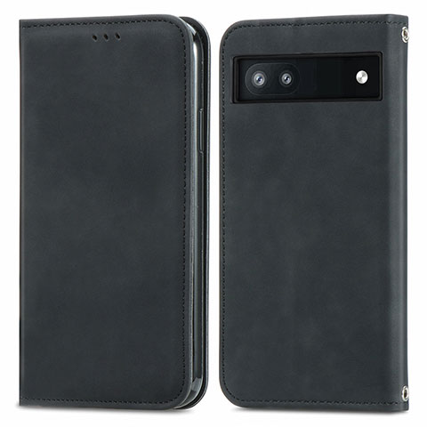 Custodia Portafoglio In Pelle Cover con Supporto S04D per Google Pixel 6a 5G Nero