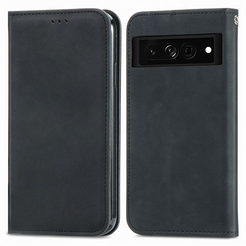 Custodia Portafoglio In Pelle Cover con Supporto S04D per Google Pixel 7 Pro 5G Nero