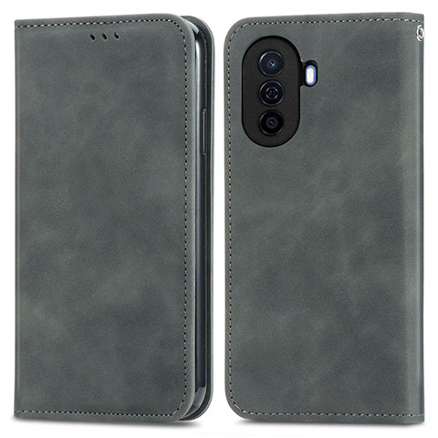 Custodia Portafoglio In Pelle Cover con Supporto S04D per Huawei Enjoy 50 Grigio