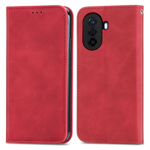 Custodia Portafoglio In Pelle Cover con Supporto S04D per Huawei Enjoy 50 Rosso