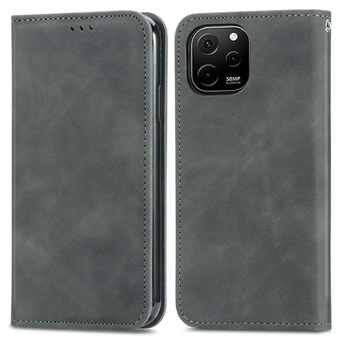 Custodia Portafoglio In Pelle Cover con Supporto S04D per Huawei Enjoy 50z Grigio