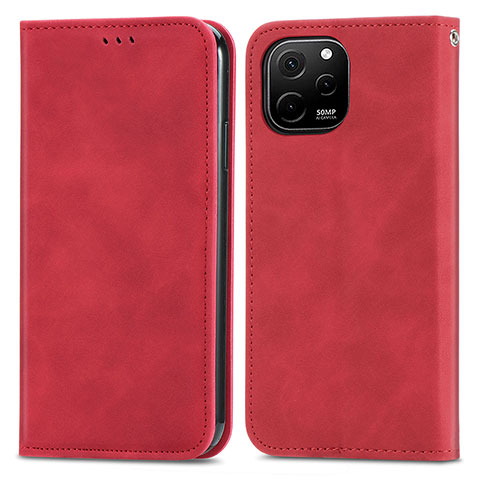 Custodia Portafoglio In Pelle Cover con Supporto S04D per Huawei Enjoy 50z Rosso