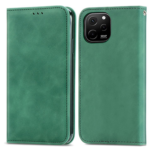 Custodia Portafoglio In Pelle Cover con Supporto S04D per Huawei Enjoy 50z Verde