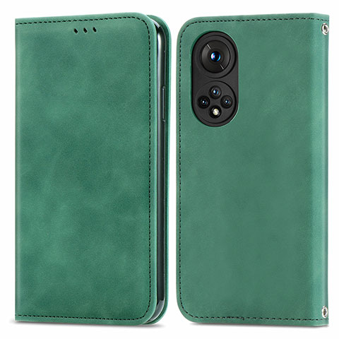 Custodia Portafoglio In Pelle Cover con Supporto S04D per Huawei Honor 50 5G Verde