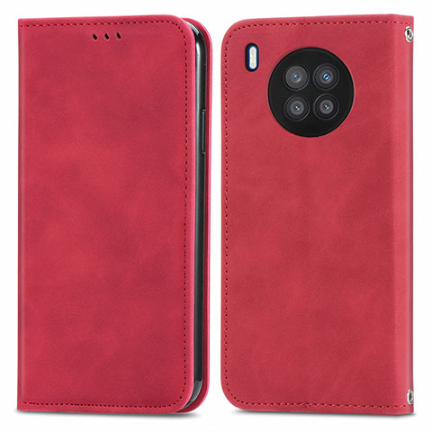 Custodia Portafoglio In Pelle Cover con Supporto S04D per Huawei Honor 50 Lite Rosso