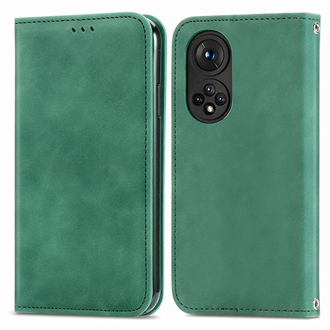 Custodia Portafoglio In Pelle Cover con Supporto S04D per Huawei Honor 50 Pro 5G Verde