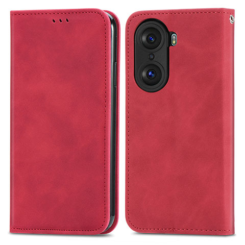 Custodia Portafoglio In Pelle Cover con Supporto S04D per Huawei Honor 60 Pro 5G Rosso