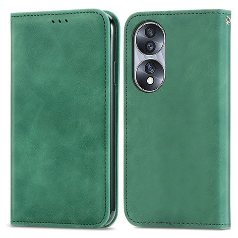 Custodia Portafoglio In Pelle Cover con Supporto S04D per Huawei Honor 70 5G Verde