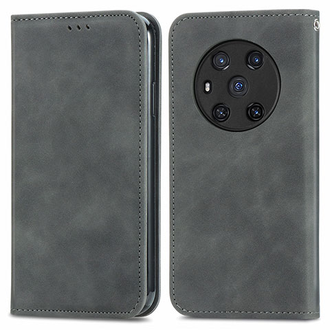 Custodia Portafoglio In Pelle Cover con Supporto S04D per Huawei Honor Magic3 5G Grigio