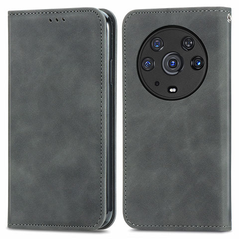 Custodia Portafoglio In Pelle Cover con Supporto S04D per Huawei Honor Magic3 Pro 5G Grigio