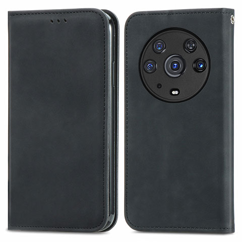 Custodia Portafoglio In Pelle Cover con Supporto S04D per Huawei Honor Magic3 Pro 5G Nero