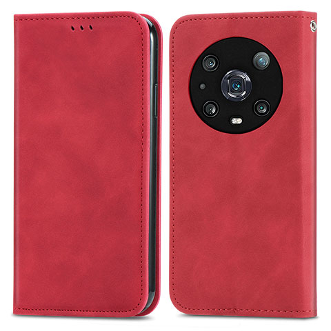 Custodia Portafoglio In Pelle Cover con Supporto S04D per Huawei Honor Magic4 Pro 5G Rosso