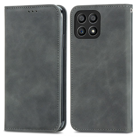 Custodia Portafoglio In Pelle Cover con Supporto S04D per Huawei Honor X30i Grigio