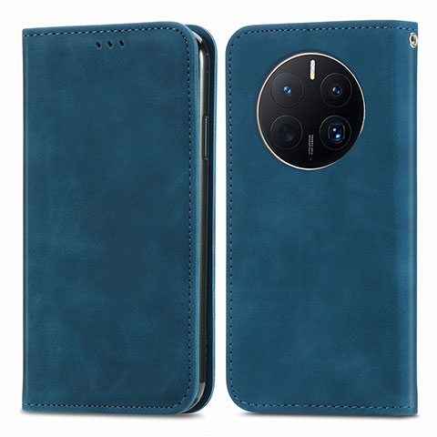 Custodia Portafoglio In Pelle Cover con Supporto S04D per Huawei Mate 50 Pro Blu