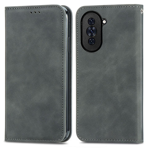 Custodia Portafoglio In Pelle Cover con Supporto S04D per Huawei Nova 10 Grigio