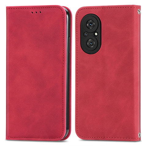 Custodia Portafoglio In Pelle Cover con Supporto S04D per Huawei Nova 9 SE Rosso