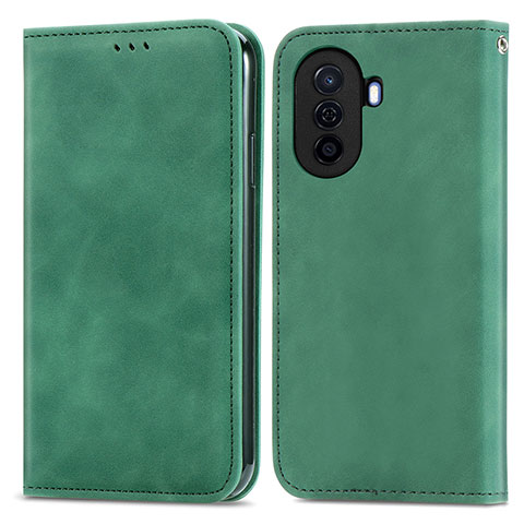 Custodia Portafoglio In Pelle Cover con Supporto S04D per Huawei Nova Y70 Plus Verde