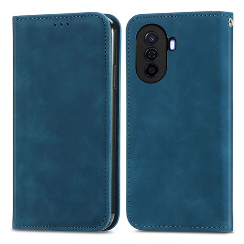 Custodia Portafoglio In Pelle Cover con Supporto S04D per Huawei Nova Y71 Blu