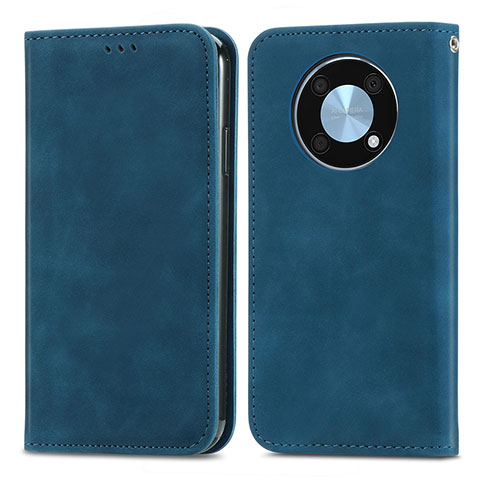 Custodia Portafoglio In Pelle Cover con Supporto S04D per Huawei Nova Y90 Blu