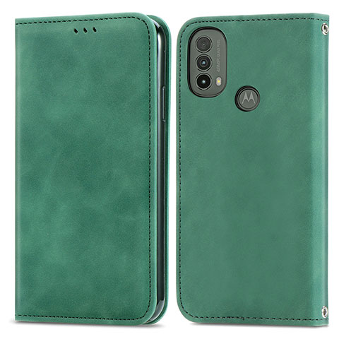 Custodia Portafoglio In Pelle Cover con Supporto S04D per Motorola Moto E40 Verde