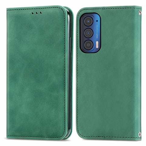 Custodia Portafoglio In Pelle Cover con Supporto S04D per Motorola Moto Edge (2021) 5G Verde