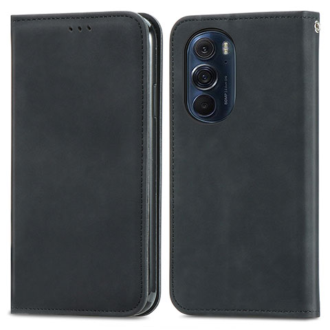 Custodia Portafoglio In Pelle Cover con Supporto S04D per Motorola Moto Edge 30 Pro 5G Nero