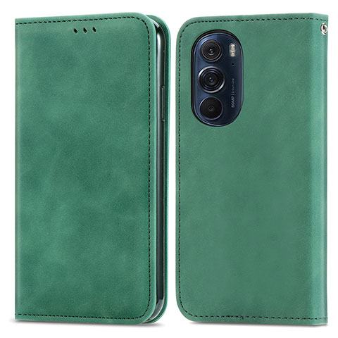 Custodia Portafoglio In Pelle Cover con Supporto S04D per Motorola Moto Edge Plus (2022) 5G Verde