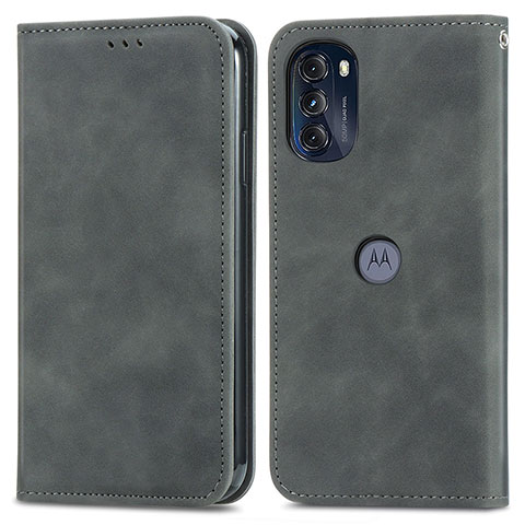 Custodia Portafoglio In Pelle Cover con Supporto S04D per Motorola Moto G 5G (2022) Grigio