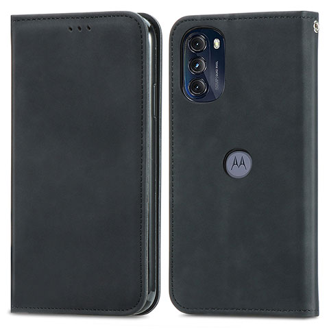 Custodia Portafoglio In Pelle Cover con Supporto S04D per Motorola Moto G 5G (2022) Nero