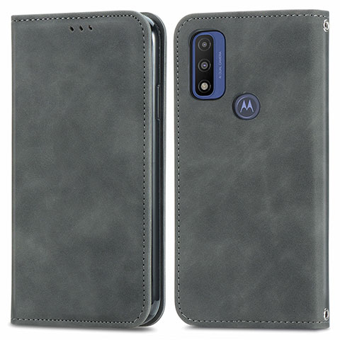 Custodia Portafoglio In Pelle Cover con Supporto S04D per Motorola Moto G Pure Grigio