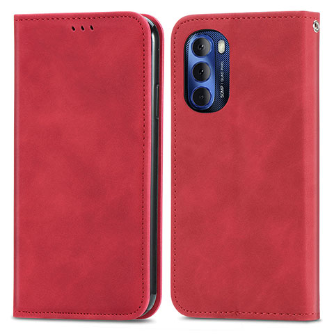 Custodia Portafoglio In Pelle Cover con Supporto S04D per Motorola Moto G Stylus (2022) 4G Rosso