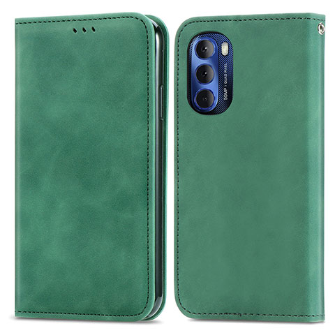 Custodia Portafoglio In Pelle Cover con Supporto S04D per Motorola Moto G Stylus (2022) 4G Verde