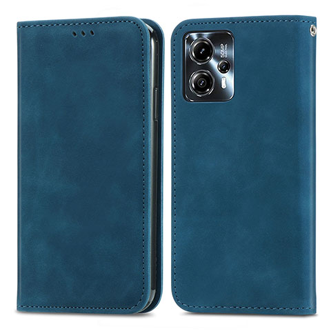 Custodia Portafoglio In Pelle Cover con Supporto S04D per Motorola Moto G13 Blu