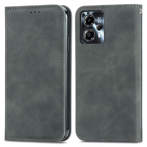 Custodia Portafoglio In Pelle Cover con Supporto S04D per Motorola Moto G13 Grigio